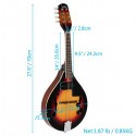 Glarry A Style 8-String Acoustic Electric Mandolin Double-Duty Mandolin with Gig Bag for Beginner Sunset Color