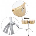 Glarry 13" & 14" Timbales Drum Set with Stand and Cowbell Golden